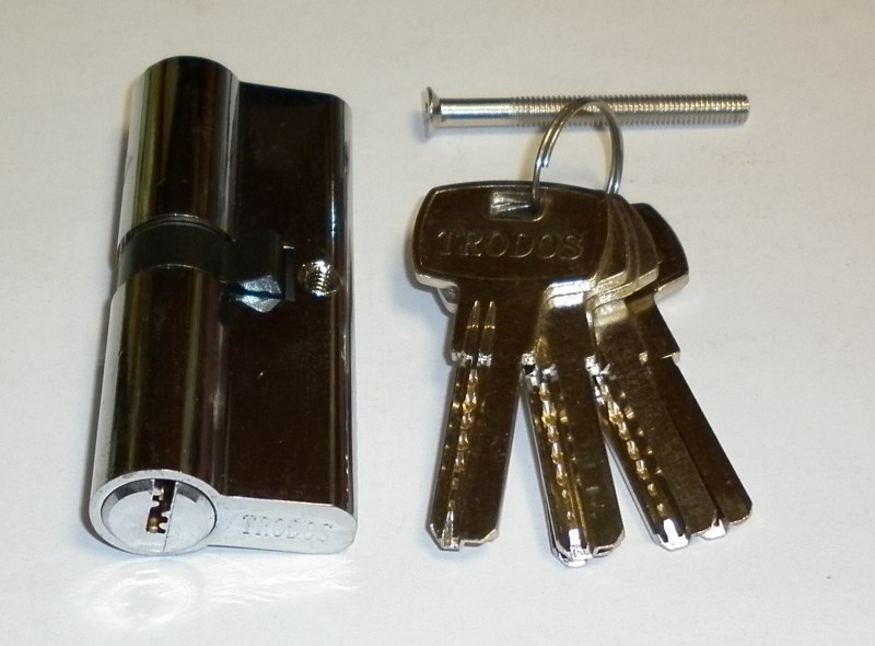 Цилиндр стальной ЦМ 80(40/40)-5К англ. ключ/ключ СР (хром)